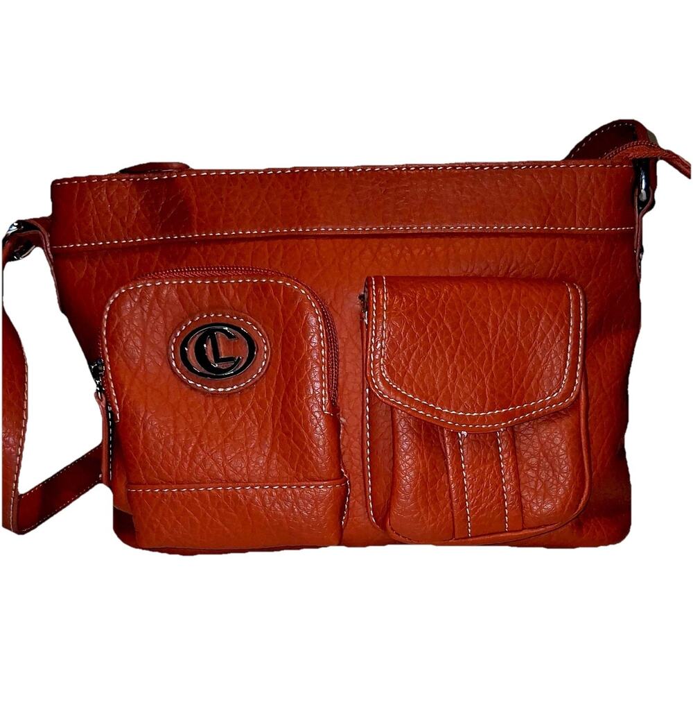 LC Lauren Conrad Y2K Style Red Pebbled Faux Leather Pocket Crossbody Bag